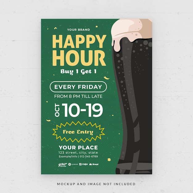 PSD beer happy hour bar event flyer template in psd