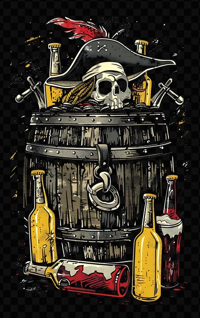 PSD a beer keg transformed into a treasure chest golden beer bot poster postcard banner international