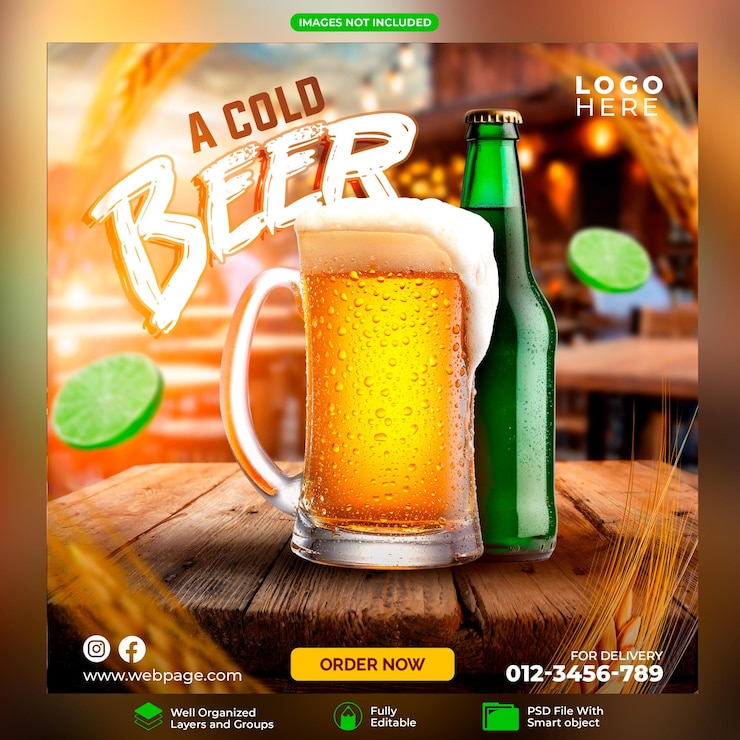 PSD beer party flyer social media banner template psd