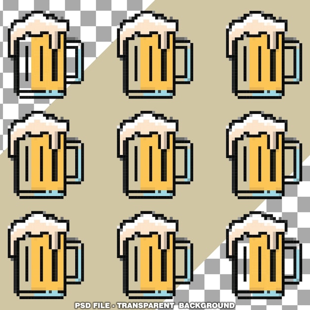 PSD modello di birra pixel