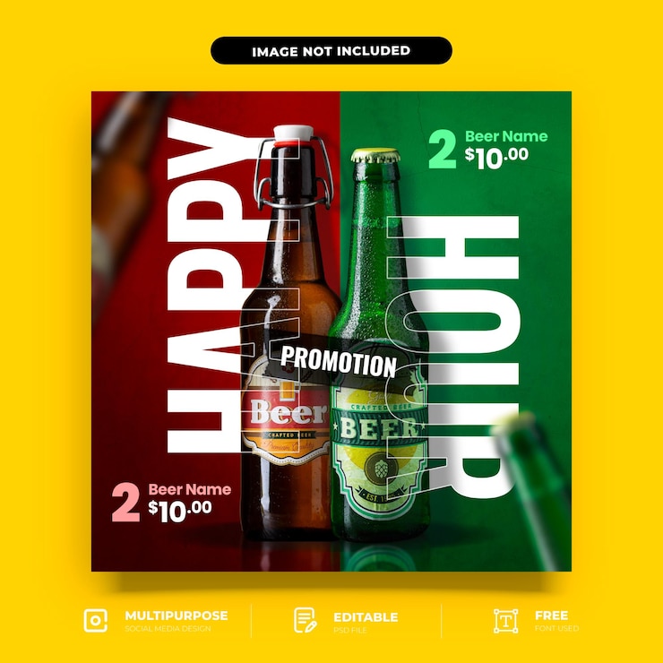PSD beer promotion instagram post design