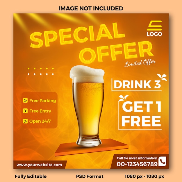 Beer sale social media template