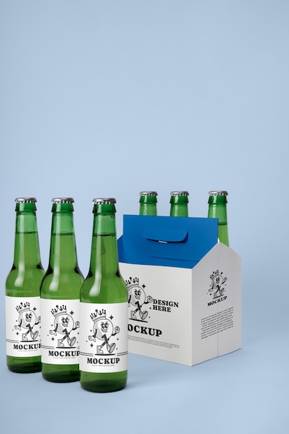 PSD mockup di birra da sei confezioni