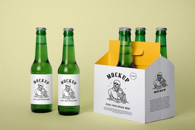 PSD mockup di birra da sei confezioni