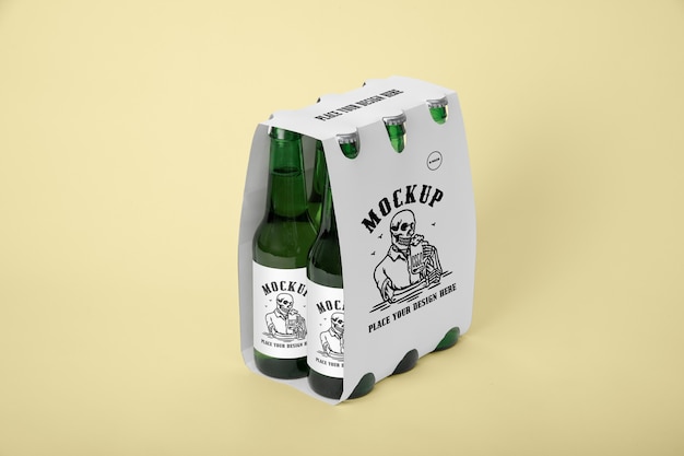 PSD mockup di birra da sei confezioni