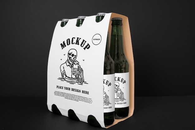 PSD mockup di birra da sei confezioni