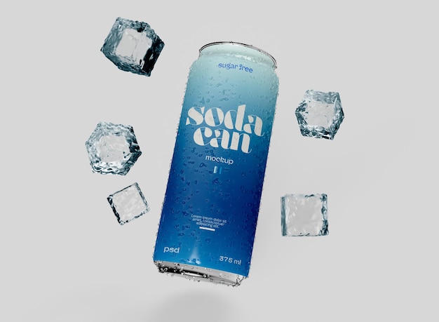 Lattine di birra o soda con mockup di gocce