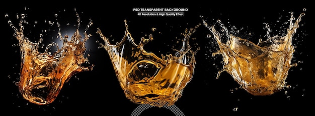 PSD beer splash whiskey with splash on transparent background