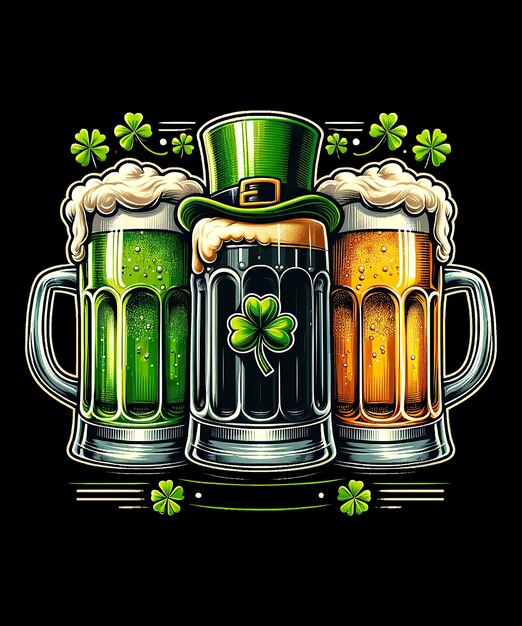 PSD beer st patricks day leprechaun men women irish