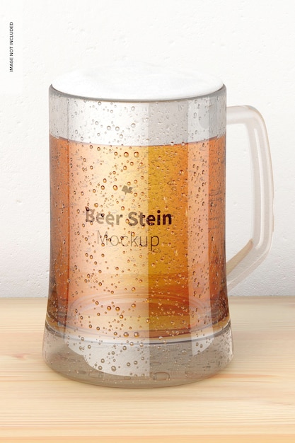 PSD beer stein glass mockup, perspective