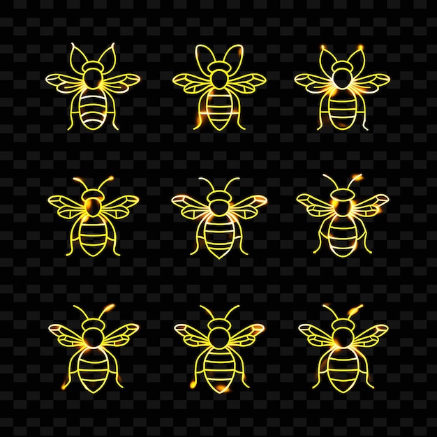 PSD bees on a black background