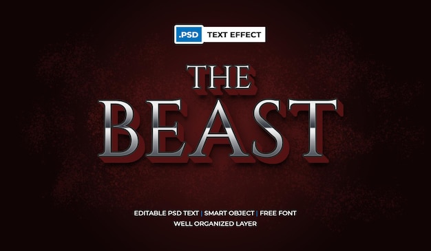 PSD beest psd-teksteffect, bewerkbaar en past op halloween-thema