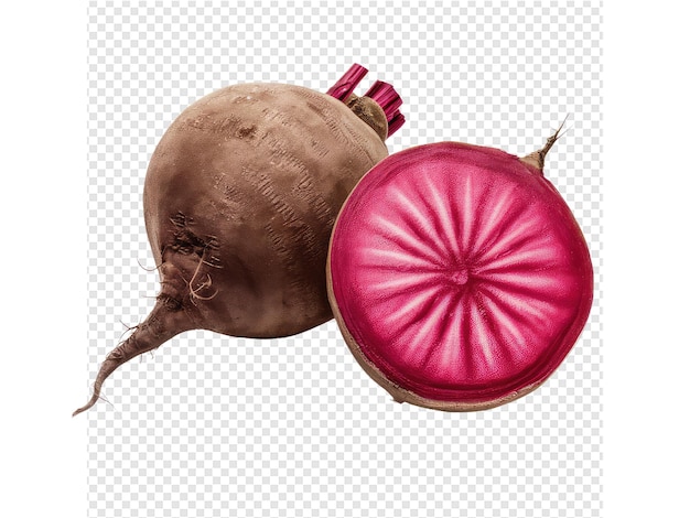 PSD a beet and a beet are shown on a white background