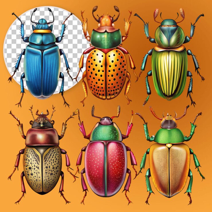 PSD beetle different color set concept