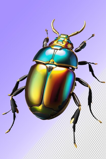 PSD a beetle with a yellow and blue background