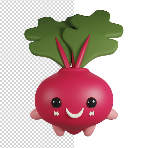 Beetroot 3d personaggio di rendering carino
