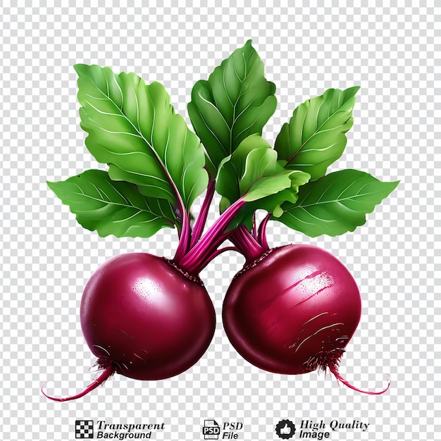 PSD beetroot with leaves isolated on transparent background