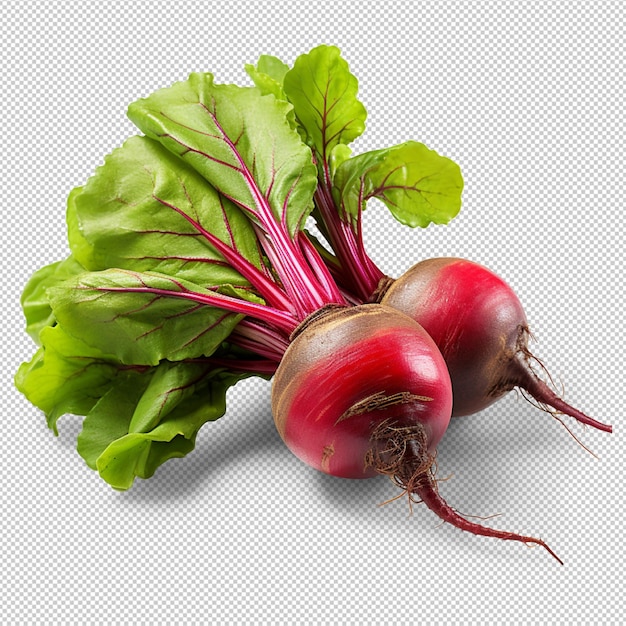 PSD beetroot with leaves isolated on transparent background