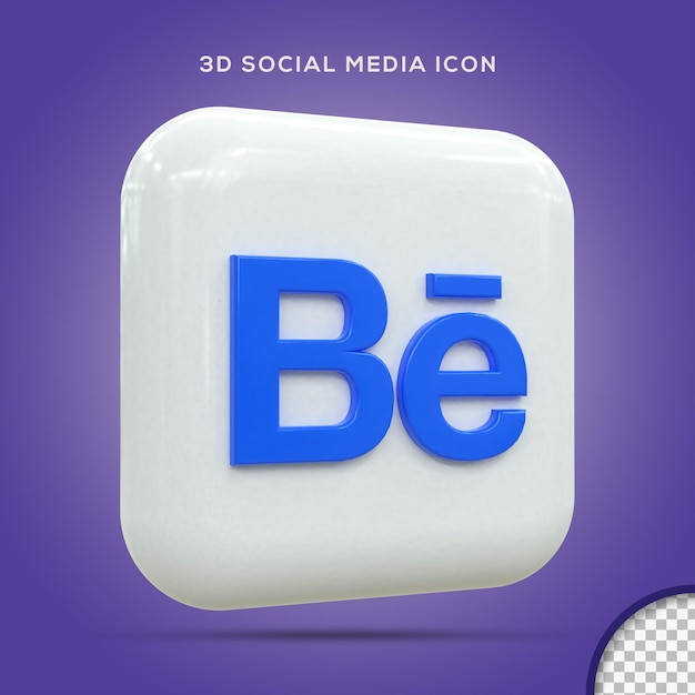 Behance 3d Social Media Icon Kolorowa Błyszcząca Ikona 3d Koncepcja Renderowania 3d Dla Kompozycji