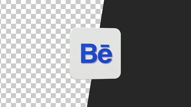 Behance 3d square white icon.