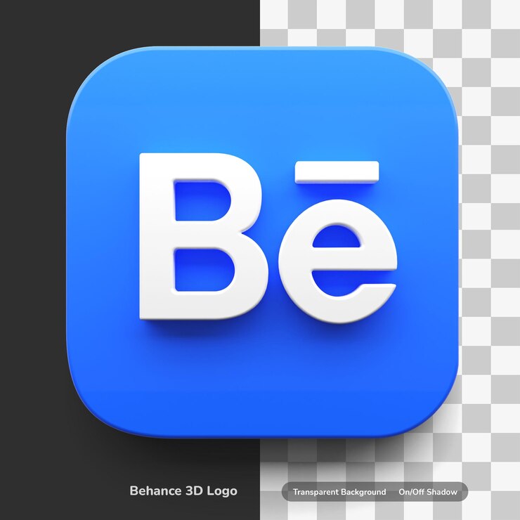 PSD логотип в стиле 3d behance apps в квадрате с закругленными углами