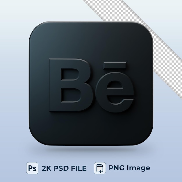 PSD uiデザインのためのbehanceブラックソーシャルメディア3dアイコン