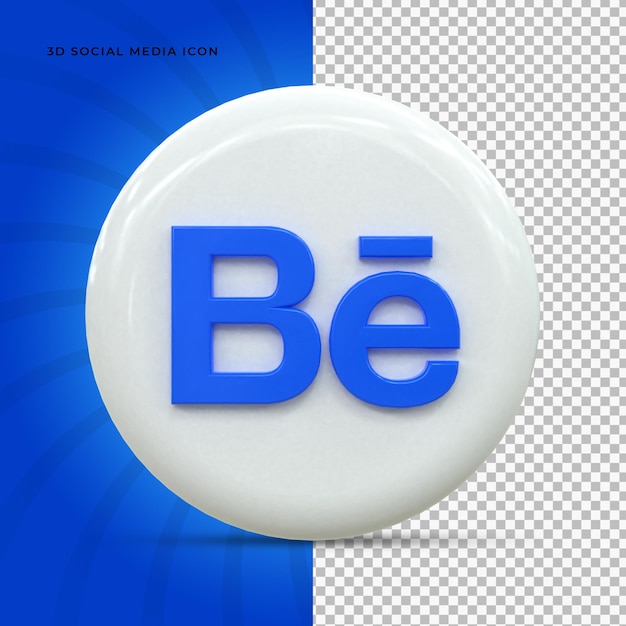 Красочный глянцевый 3d-логотип behance и 3d-дизайн иконок для социальных сетей