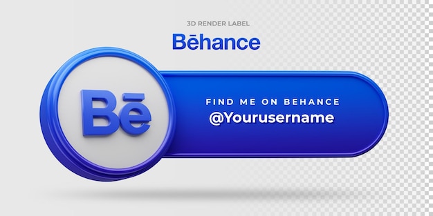 Behance find me banner 3d render label isolated on white background