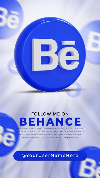 PSD behance glossy logo and social media icons story