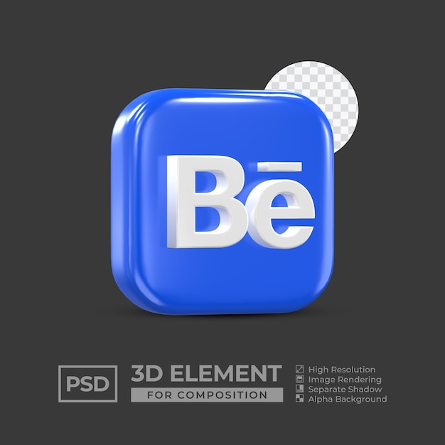 Behance icon 3d render element for composition premium psd