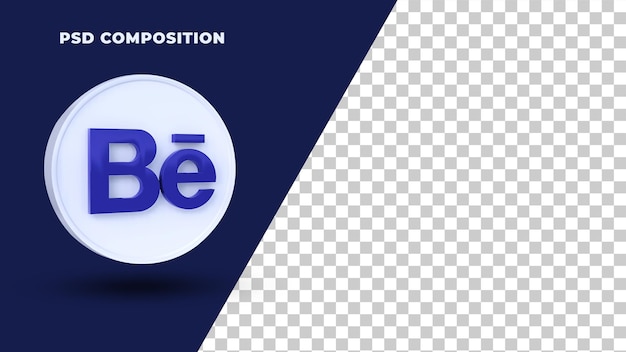 PSD behance logo 3d-rendering geïsoleerd