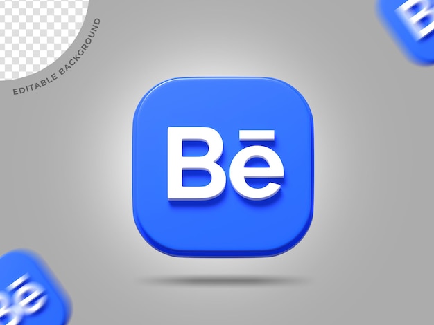 Behance logo 3d social media achtergrond bewerkbaar