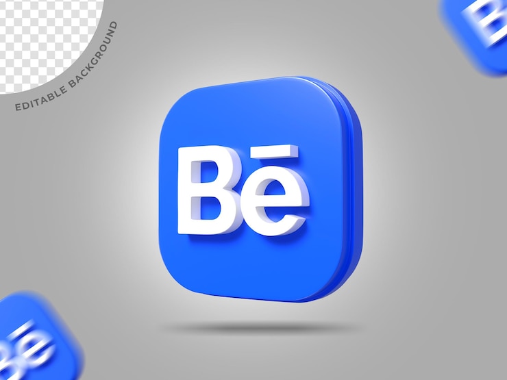 Behance Logo 3D Social Media Achtergrond Bewerkbaar