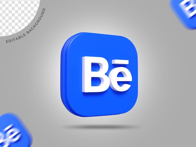 Behance 로고 3D 소셜 미디어 배경 편집 가능