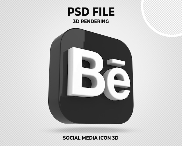 Behance 로고 3D 소셜 미디어 투명