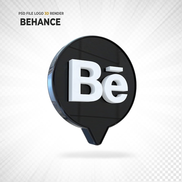 Behance logo sosial media 3d render