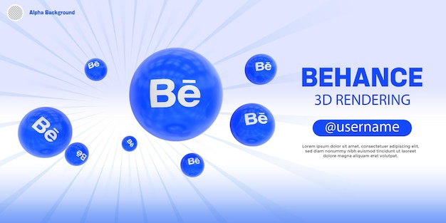 PSD behanceサイン3dレンダリング抽象的な暗い現実的な象徴的な背景ソーシャルバナーテンプレートpremi