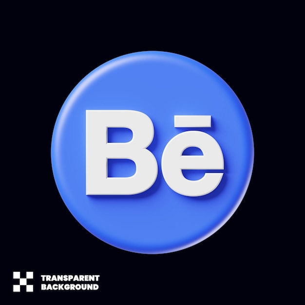 미니멀리스트 3d 렌더링의 Behance 소셜 미디어 아이콘