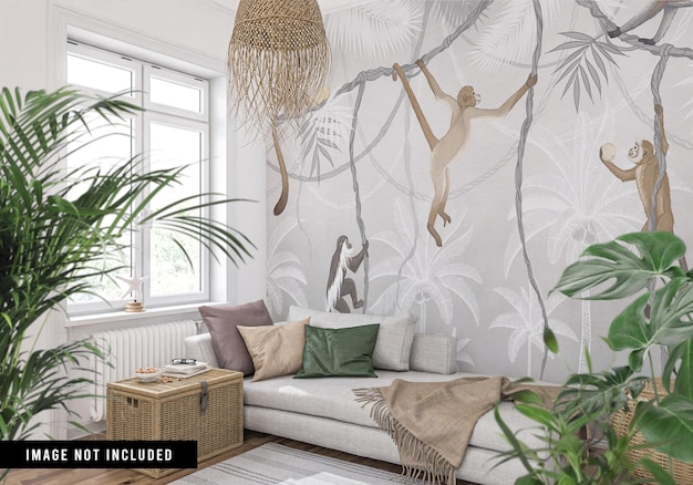 Behangmodel in Scandinavische woonkamer