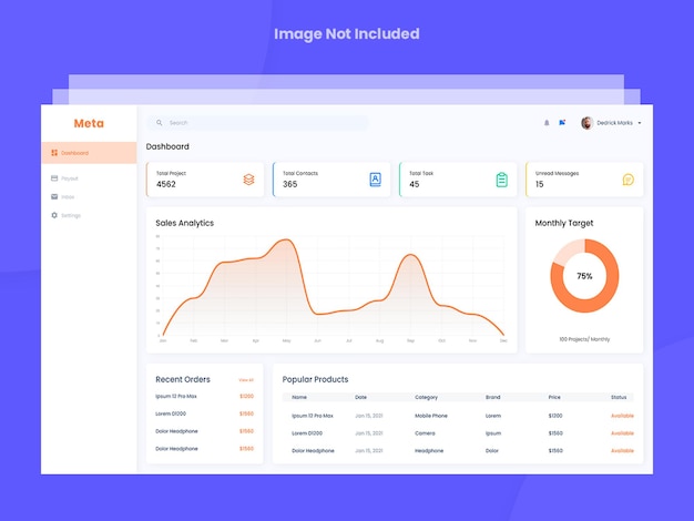 Beheerdersdashboard UI-websitesjabloon