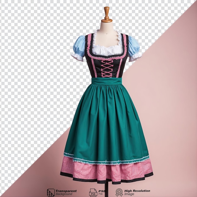 PSD beierse dirndl-jurk geïsoleerd op transparante achtergrond