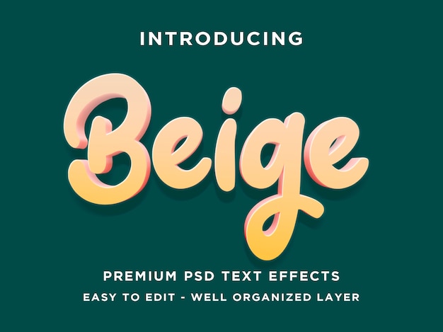 PSD beige 3d text style effect