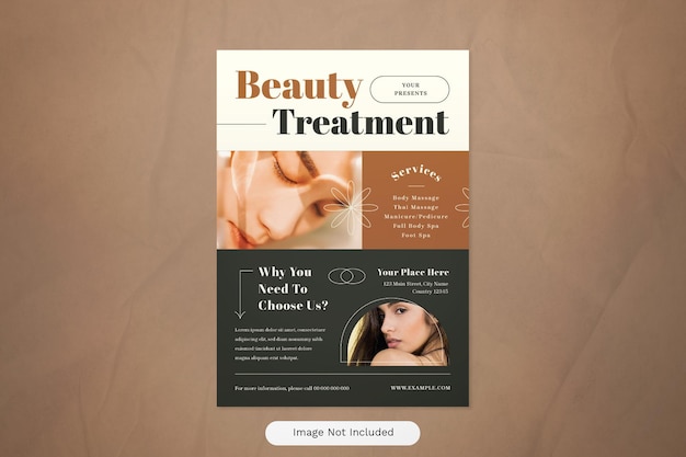PSD beige aesthetic beauty treatment flyer