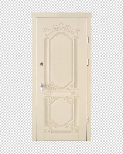 Beige classic entrance door, front view