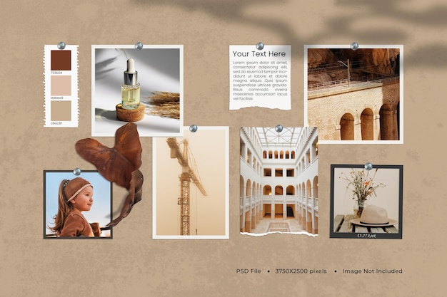 PSD moodboard realistico di colore beige