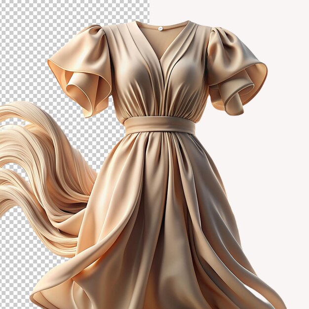 PSD beige dress on transparent background