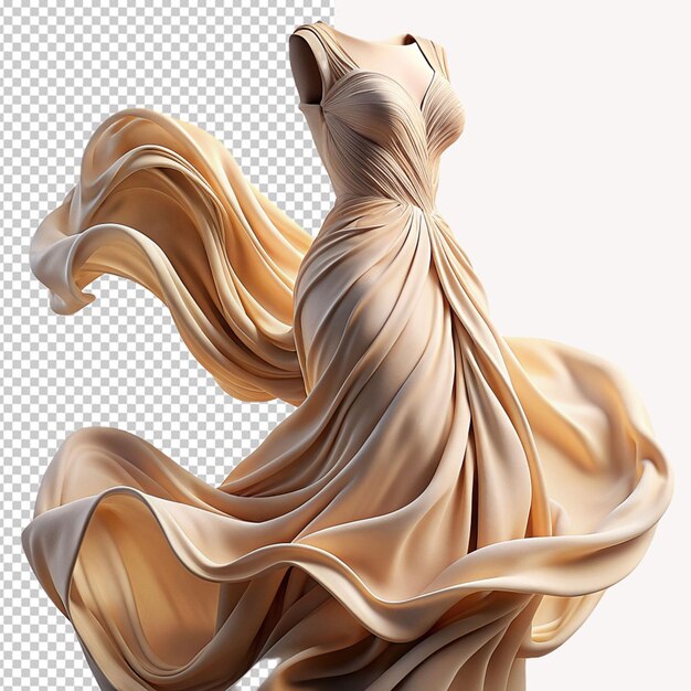 PSD beige dress on transparent background