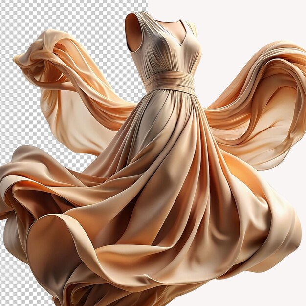 PSD beige dress on transparent background