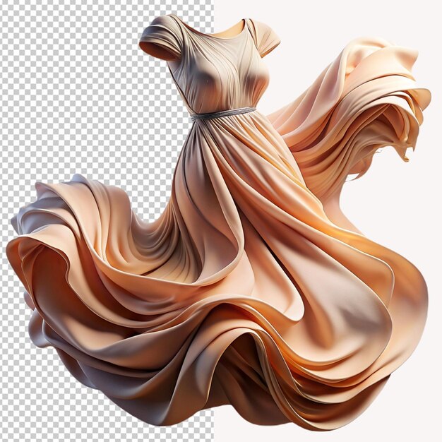 PSD beige dress on transparent background