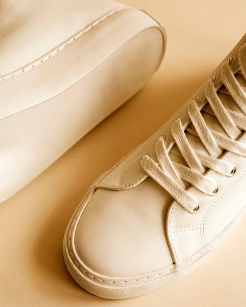 beige leather sneakers psd shoes
